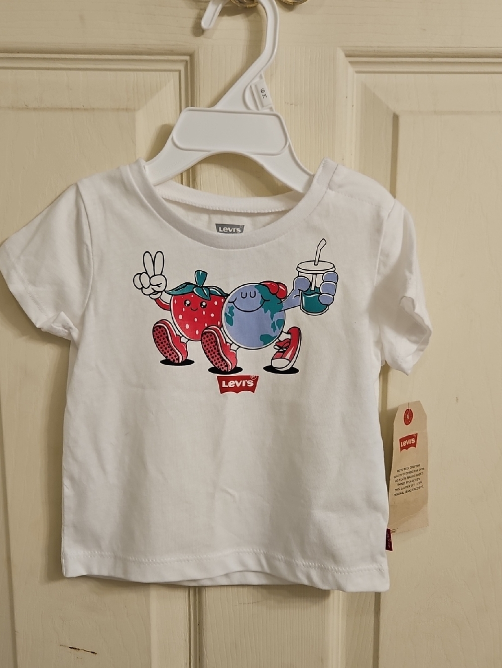 Levi's Baby Tee with Strawberry & Globe Graphic